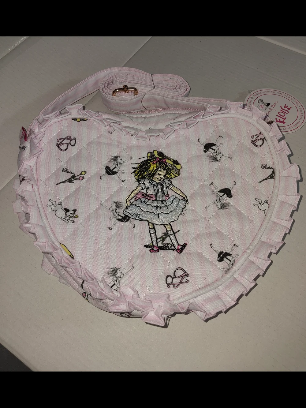 Pink Quilted Eloise Heart Kids Crossbody Bag